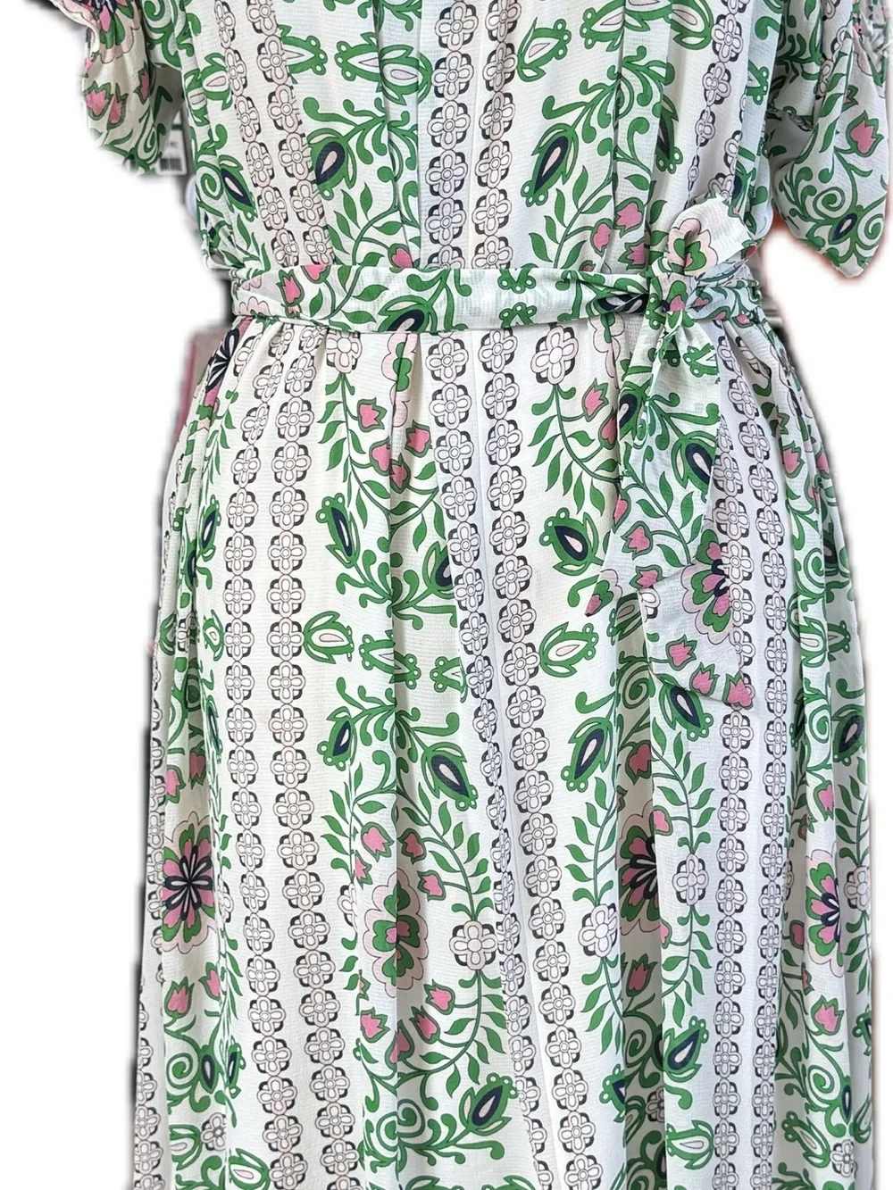 Tory Burch Asilomar Garden Party Printed Silk Belted Midi Dress